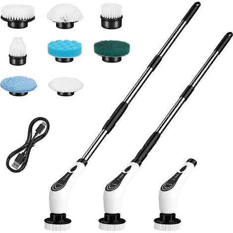 Brosse de nettoyage multifonction 7 en 1 pour la maison : brosse électrique rotative, balai de salle de bain, outil de cuisine, nettoyant pour carrelage mural et cheveux (1/5)