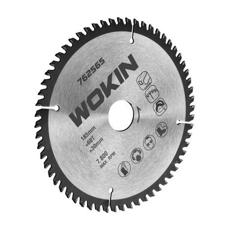 LAMA CIRCOLARE X ALLUMINIO 762565 WOKIN  MM 185X30 DENTI 60
