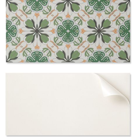 Azulejos adhesivos de PVC con motivo floral sim茅trico, perfectos para el pasillo, 10x40x20 cm.