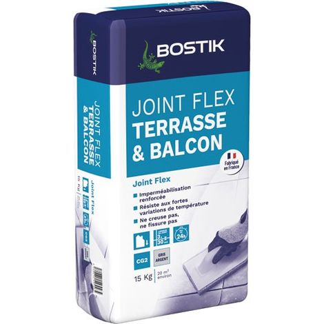 Joint terrasse Flex gris Bostik 15 kg pour sols extérieurs