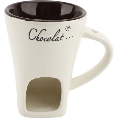 SEAFRONT Set de Service à Fondue et Coupelle à Chocolat en Céramique Blanche avec Fourchette (1/5)