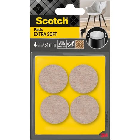 SCOTCH Lot de 4 patins feutre en laine adhésif, SCOTCH, diam. 35 mm, beige