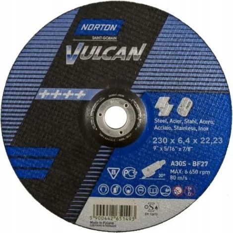 Disco abrasivo para metal, acero inoxidable, Norton Vulcan, 230x6.4