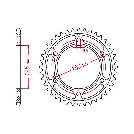 Pignon arrière en acier JT R899-42, 42 dents, taille 525