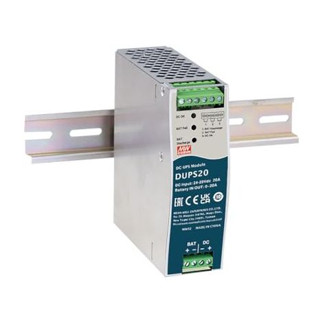 MEAN WELL 24V 20A UNINTERRUPTIBLE DC-UPS CONTROLLER MODULE DIN RAIL TYPE DUPS20