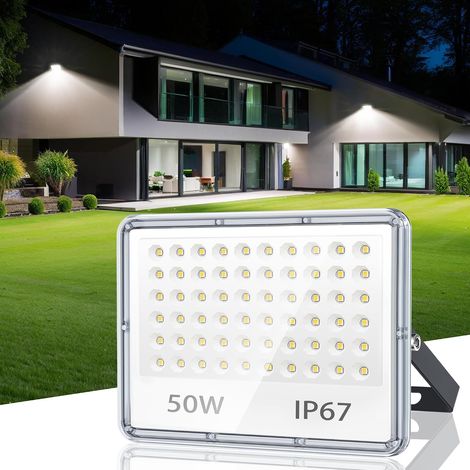 Projecteur LED Extérieur 50W, Spot LED Extérieur IP67 Imperméable, 5000LM 6500K Blanc Froid Eclairage Exterieur pour Jardin Patio Garage Entrée (1/5)