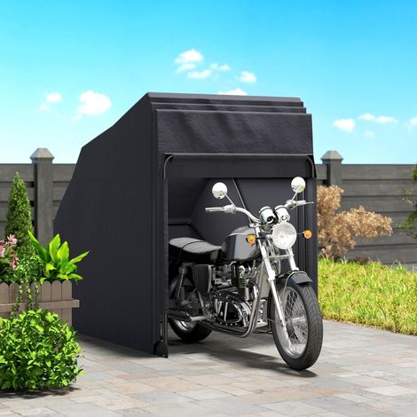 Ricovero moto pieghevole impermeabile XXL 345 x 135 x 191 cm nero OKMYHOME (1/5)