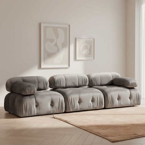 Modulares Sofa 3-Sitzer-Bubble-Samtgrau (1/5)