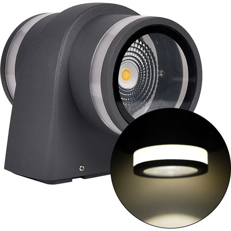 APPLIQUE LED DA PARETE 2x7W GRIGIO CON DOPPIA EMISSIONE A LUCE NATURALE - DESIGN CILINDRICO E ALTA EFFICIENZA ENERGETICA PER ESTERNI (1/5)