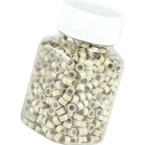 500pcs Bagues Silicone Double Couche pour Extensions de Cheveux, Perles Micro-Link Solides pour Coiffure Salon (13) (1/5)