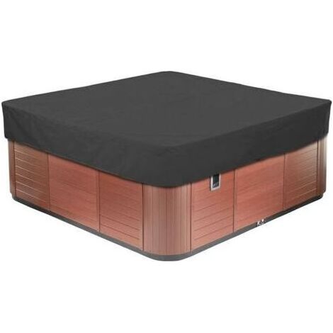 ALLIANDISHousse pour Bain à Remous Carrée de Jardin, Bache de Protection pour Piscine en Tissu Oxford 210D Étanche À La Poussière Anti-UV Plusieurs Tailles Au Choix,Noir,231x231x30cm (1/5)