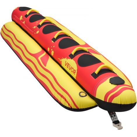 Towable Funtube für 5 Personen, Aufblasbares Wasser Tube bis 385 kg Belastung, 5-Sitzer Schlauchboot mit Robustem Nylon-Überzug, Gepolsterten Haltegriffen & Sicherheitsventil, Wassersport-Spaß (1/5)