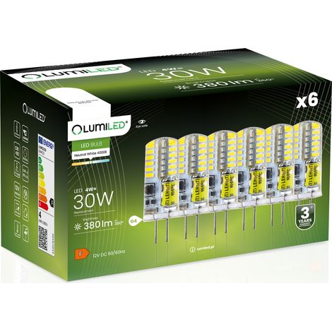 6x G4 LED-Lampenkapsel 4W = 30W 380lm 4000K Neutralweiß 360° 12V LUMILED