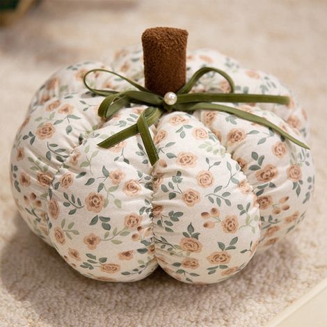 Coussin Citrouille - 12 cm - Décoration Automne Halloween Noël - Vert - 1 Pièce (1/5)