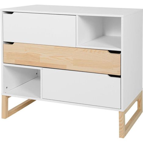 Kommode mit 3 Schubladen Bellamy Juliette Weiß und Holz (1/5)