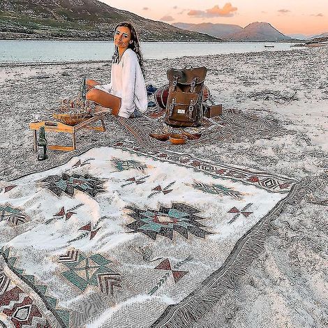 Indische Stammes-Outdoor-Decken, Camping- und Picknickdecken im Bohème-Stil, dekorative Bettdecken, karierte Sofateppiche – 90 x 180 cm