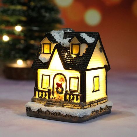Maisons de village de Noël à piles, décorations électriques de village de Noël, bâtiments illuminés, décorations de Noël à LED, couverture de neige C (1/5)