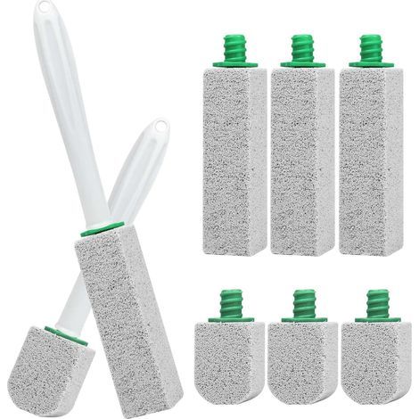 8 Pièces - Pierre Ponce - Brosse WC - Nettoyant Naturel Détartrant pour Toilettes et Lavabos &43 Poignées Incluses Salle de Bain Cuisine Gris 13,5x3,7cm (1/5)
