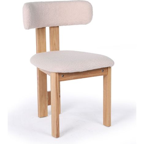 Chaise de salle à manger design Ceriz Bois clair et Tissu bouclette Beige