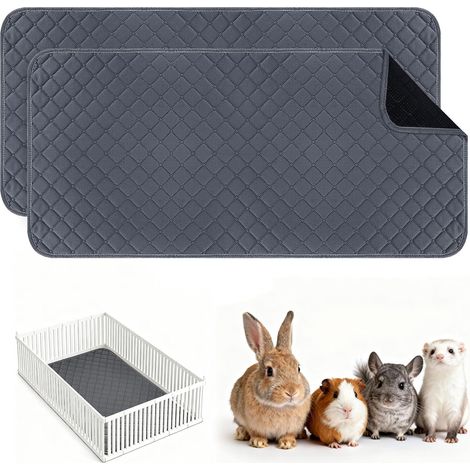 Lot de 2 tapis hygiéniques lavables pour cochon d'Inde, 60 x 120 cm, imperméables, réutilisables, super absorbants, étanches, antidérapants, pour petits animaux, cochons d'Inde, lapin, hamster