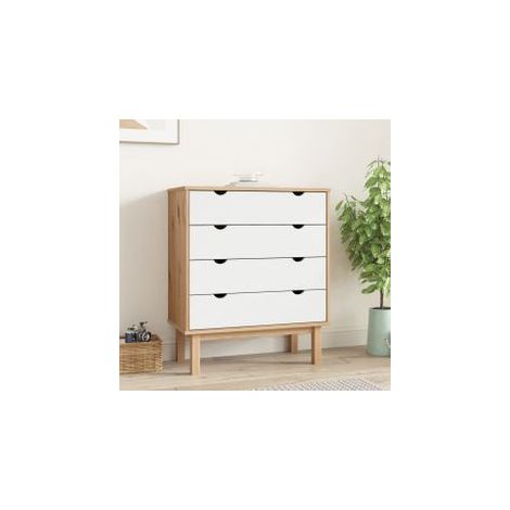 Commode OTTA Marron et blanc 76,5x39,5x90 Bois de pin massif (1/5)