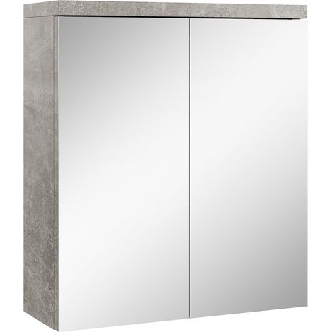 Badezimmer Spiegelschrank Toledo 60cm Beton grau – Stauraum Unte