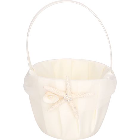 Seesternförmiger Hochzeitsblumenkorb, handgefertigter weißer Blumenkorb für Mädchen. (1/5)