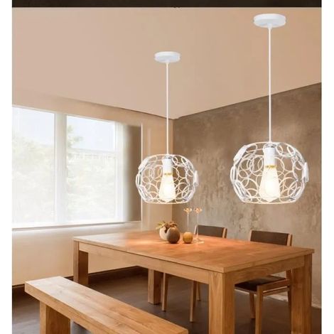 Lot de 2 Suspension Luminaire Industrielle en Fer,E27 Lustre Plafonnier Retro Style Vintage pour Salon Chambre (1/4)