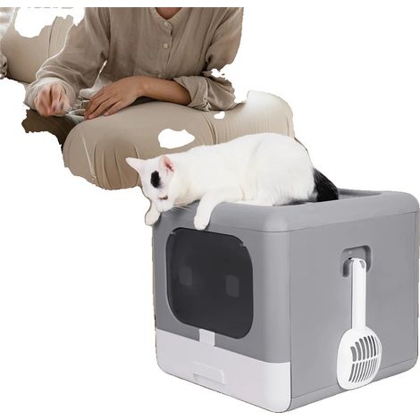 Katzentoilette, faltbar, mit Schublade zur einfachen Reinigung, GRAU (1/2)