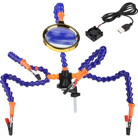 Bras de maintien flexible 5 axes avec loupe et ventilateur pour station de soudage et réparation (1/5)