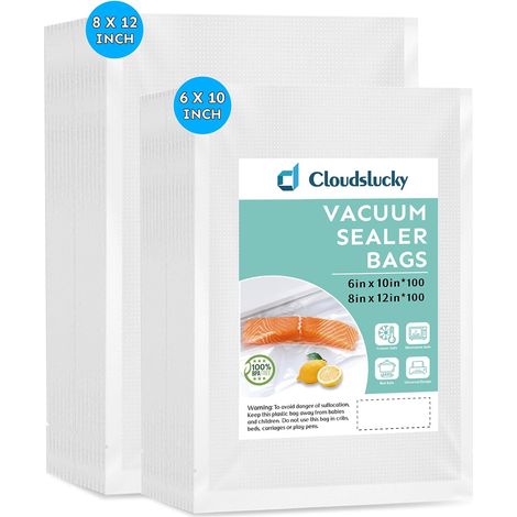 Lot de 100 sacs sous vide - 15 x 25 cm et 100 rouleaux de 20 x 30 cm - Pour aliments, professionnels - Pour toutes les machines à emballer sous vide, sans BPA, lavables à 90 °C et sous (1/5)