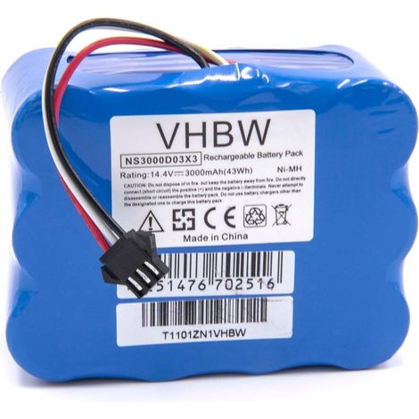 vhbw Akku kompatibel mit TCL R3, R2, R1 Staubsauger Blau (3000 mAh, 14,4 V, NiMH)
