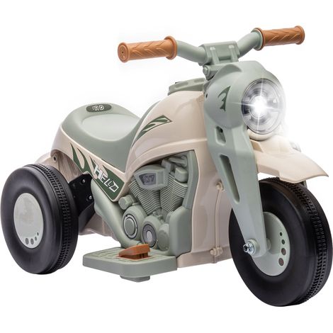 Moto électrique pour enfants 2-5 ans, tricycle 6V, vitesse 3 km/h, générateur de bulles, lumières et sons, blanc crème (1/5)