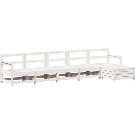 Maison Exclusive - Salon de jardin 6 pcs blanc bois de pin massif (1/5)