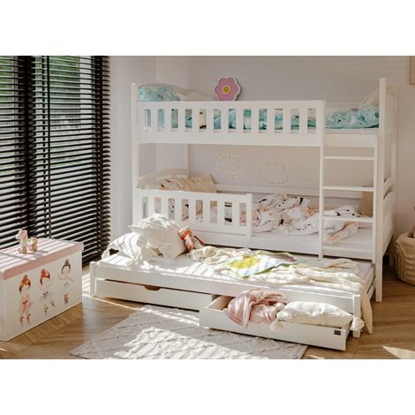 Letto a castello Jules White 90x200 con rete a scomparsa e cassettiera (1/5)