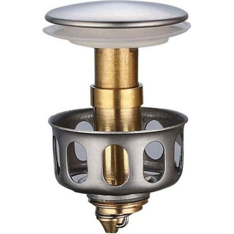 Boulon De Vidange - Laiton Massif - Pour Bouchon D'évier À Mécanisme Pop Up - Ressort Acier Inoxydable - 2 Pièces (1/4)