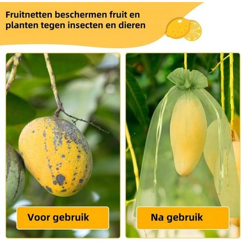 100 sachets en organza - Protections pour fruits - Sachets cadeaux mariage - Taille 10 x 15 cm - Filets pour arbres - Avec cordon de serrage - Pour fruits, fleurs et légumes - Vert