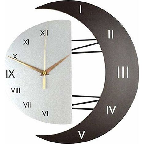 Modern Design Silent Wall Clock Kitchen Clock Creative Moon-Shaped Frame Home Decoration Clock (3332) (1/5)