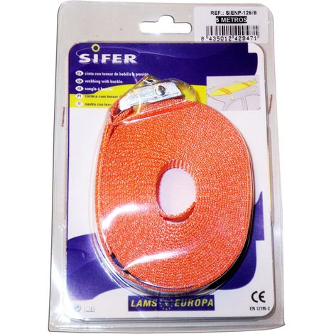 Tendeur à cliquet Sifer 25 mm x 5 m, pression de boucle 500 kg