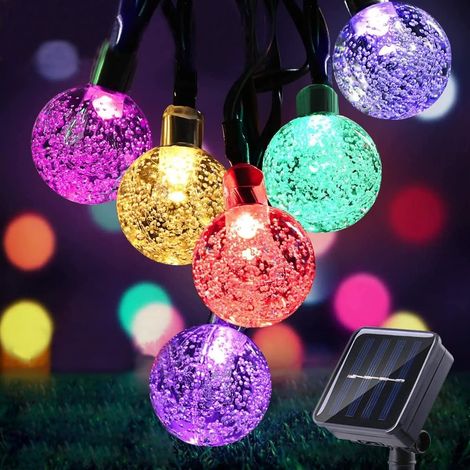 Guirlande Lumineuse Solaire, 11M 60 LEDs Guirlande Lumineuses Solaires Exterieur,Coloré,8 Modes,Boules de Cristal Extérieure Étanche IP44 pour Jardin,Arbres,Terrasse,Noël,Mariages,Fêtes (1/5)