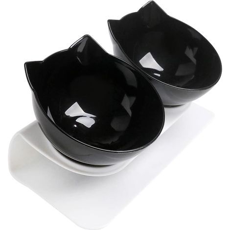 Bols double nourriture pour animaux - Anti-dérapant - Chats - Plastique (1/5)