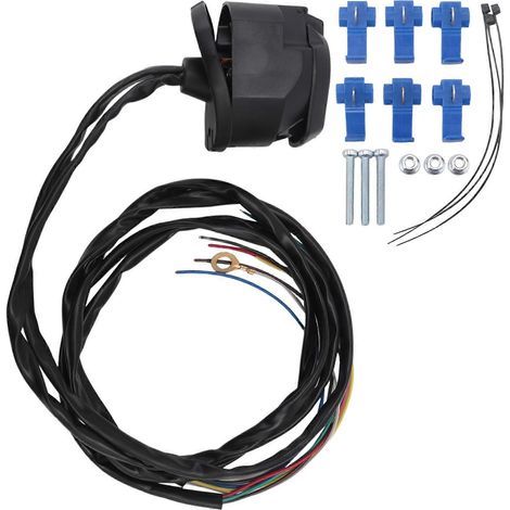 Câble de prise de remorque à 7 broches, de 1,5 mètre de long, compatible avec les composants de connecteur de faisceau de câblage de remorque automobile. (1/5)