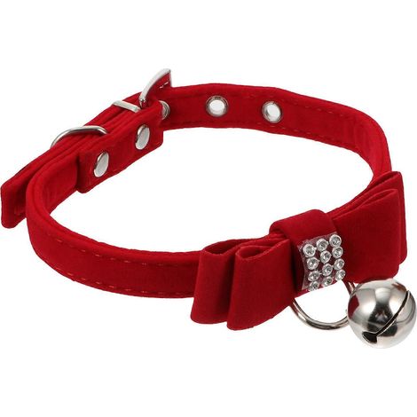 Collar para cachorro rojo ajustable con diamantes de imitación, 3 piezas para mascotas. (1/5)