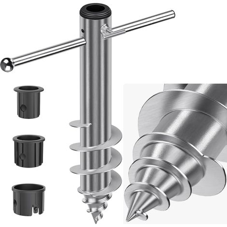Ancrage de Sable pour Parasol de Plage, ancrage à vis Robuste pour Le Sable, Base Portable au Vent avec 3 Manches, Support entièrement soudé pour poteaux de Parasol d'extérieur de 2,5 cm (1/5)