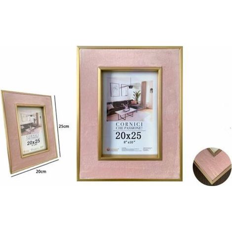 TrAdE Shop Traesio - Cornice Per Foto Portafoto Poster Quadri Tele 20 X 25cm Rosa Con Bordi Oro 70318 -