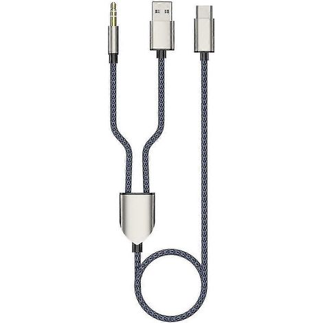 Comprend 1 répartiteur, 2 câbles audio USB-C vers USB-A 3,5 mm, une qualité sonore stéréo HiFi, compatible avec les haut-parleurs de voiture (en forme de haricot). (1/5)