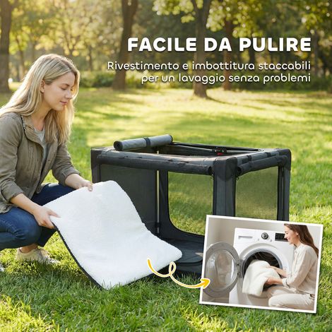 Sac de voyage pliable pour chien et chat 76x54x54 cm, vert, avec coussin intégré et housse lavable, fenêtres en Oxford 600D respirant