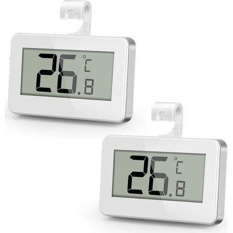 Thermomètre de congélateur numérique étanche avec écran LCD et crochet, parfait pour réfrigérateur, intérieur, extérieur-2pcs (1/5)