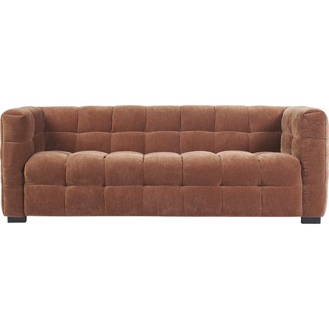 Designersofa 3-Sitzer in Rostbraun Samtstoffeffekt CORTO (1/5)