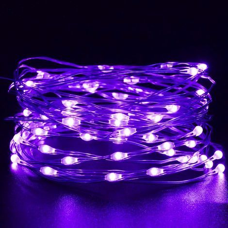 Guirlande lumineuse violette, 3 m (10 pi), 30 LED, décoration d'Halloween, guirlande lumineuse orange à piles pour Halloween et Noël (1/5)